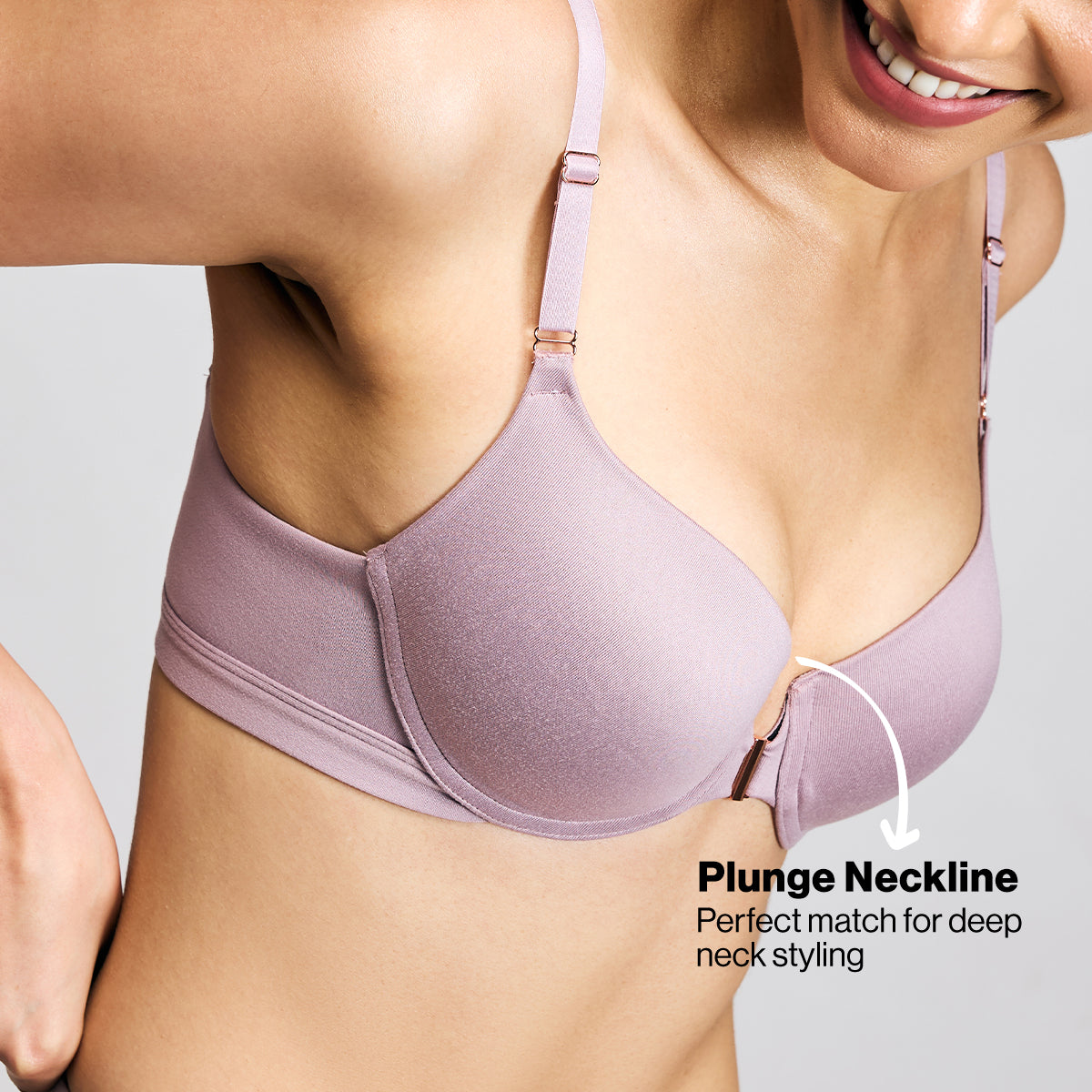 Nykd By Nykaa Infinity Edge Front Open Padded Wired Level 2 Push Up Bra NYB395 Lavender