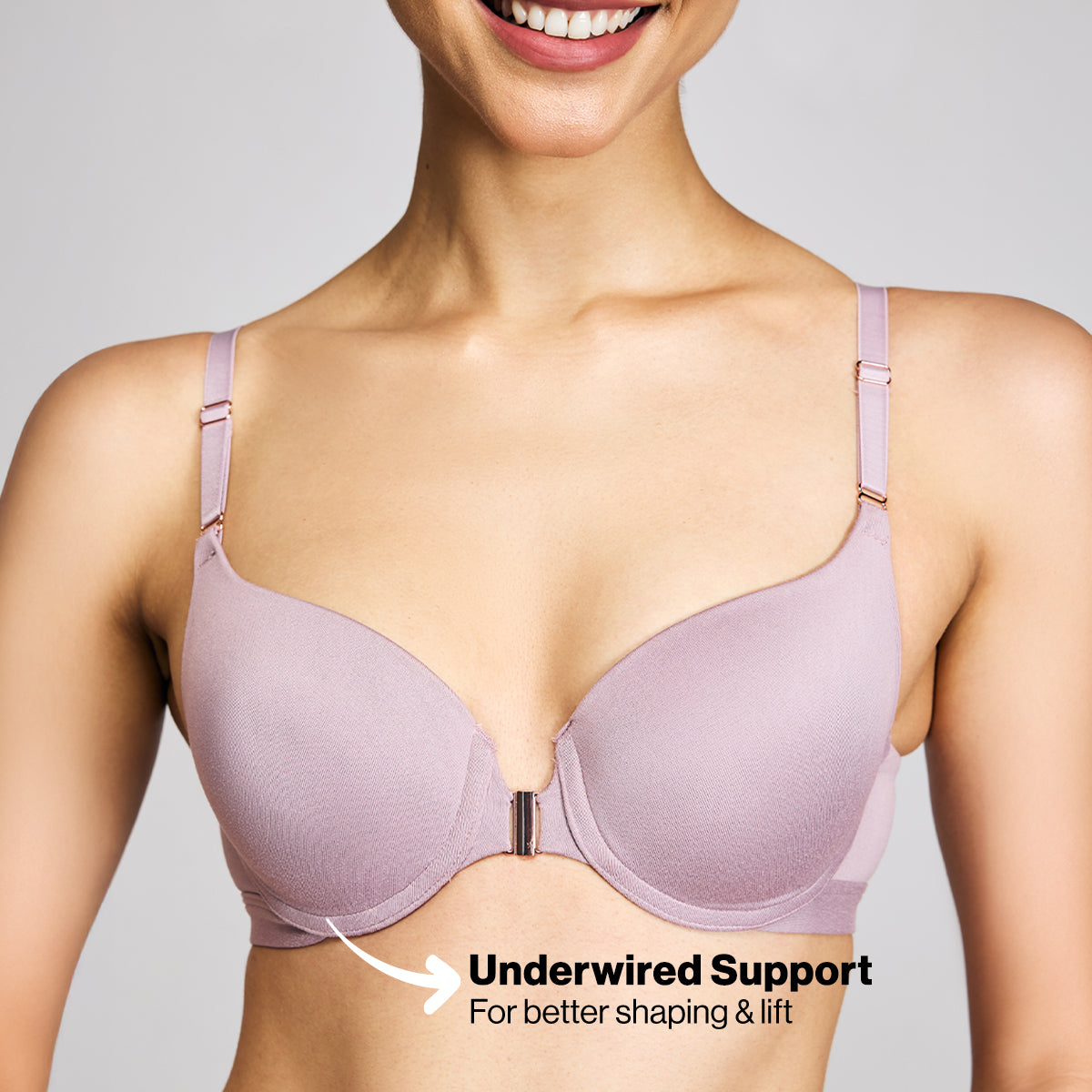 Nykd By Nykaa Infinity Edge Front Open Padded Wired Level 2 Push Up Bra NYB395 Lavender