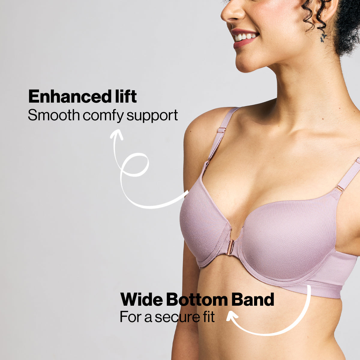 Nykd By Nykaa Infinity Edge Front Open Padded Wired Level 2 Push Up Bra NYB395 Lavender
