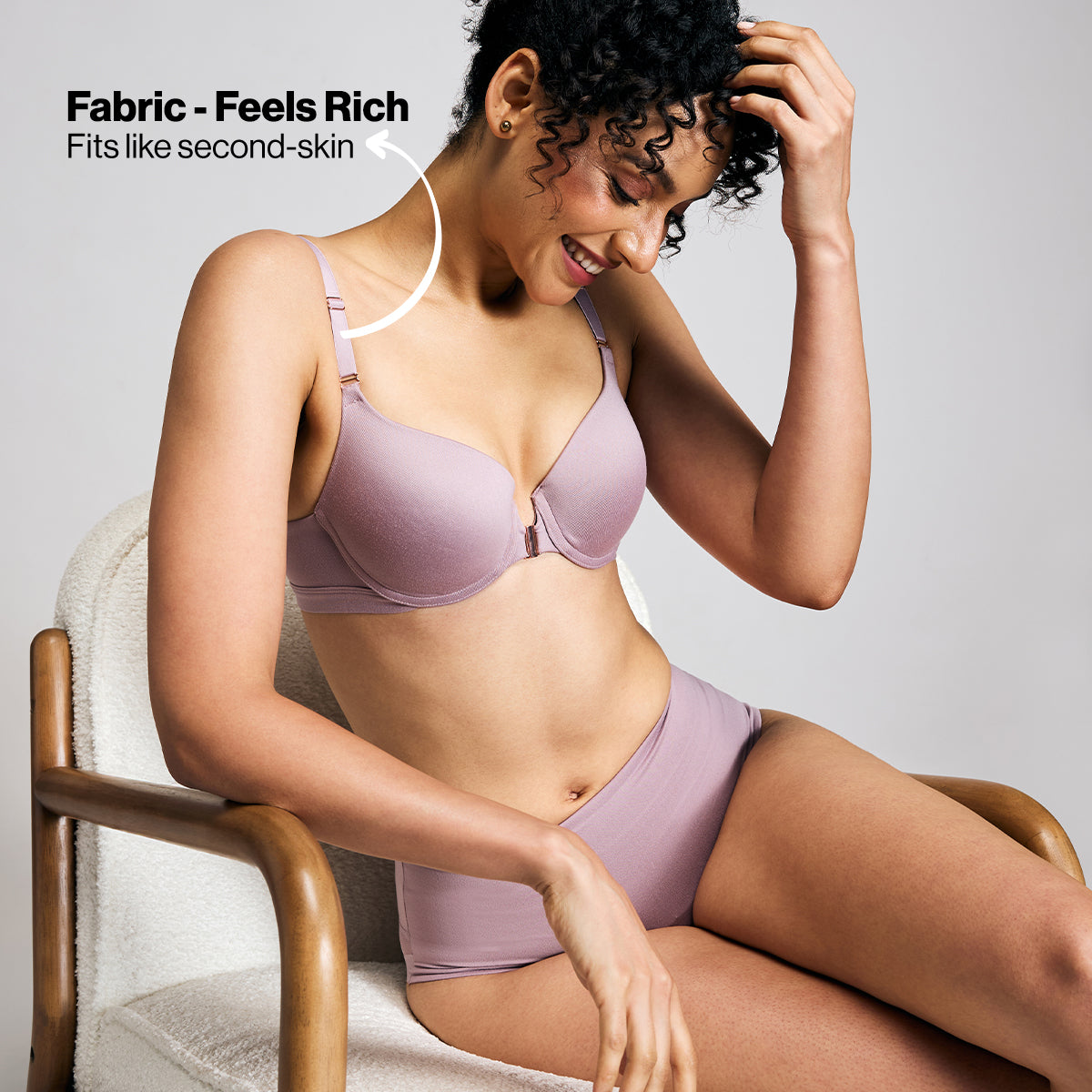 Nykd By Nykaa Infinity Edge Front Open Padded Wired Level 2 Push Up Bra NYB395 Lavender