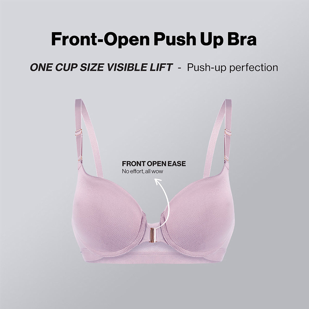 Nykd By Nykaa Infinity Edge Front Open Padded Wired Level 2 Push Up Bra NYB395 Lavender