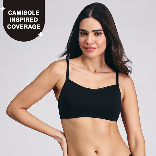 Nykd By Nykaa Breathe Cotton Everyday Padded Non Wired Cami T-Shirt Bra NYB402 Black