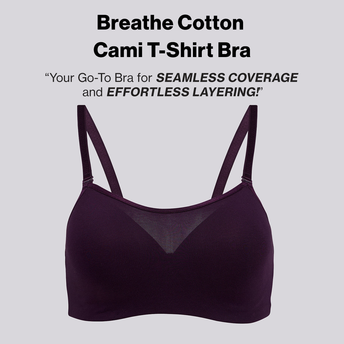 Nykd By Nykaa Breathe Cotton Everyday Padded Non Wired Cami T-Shirt Bra NYB402 Purple