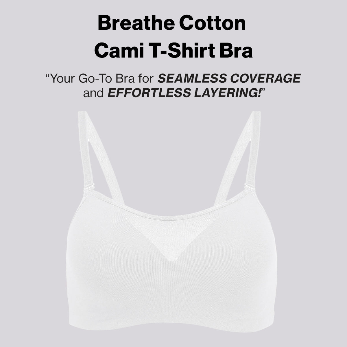 Nykd By Nykaa Breathe Cotton Everyday Padded Non Wired Cami T-Shirt Bra NYB402 White