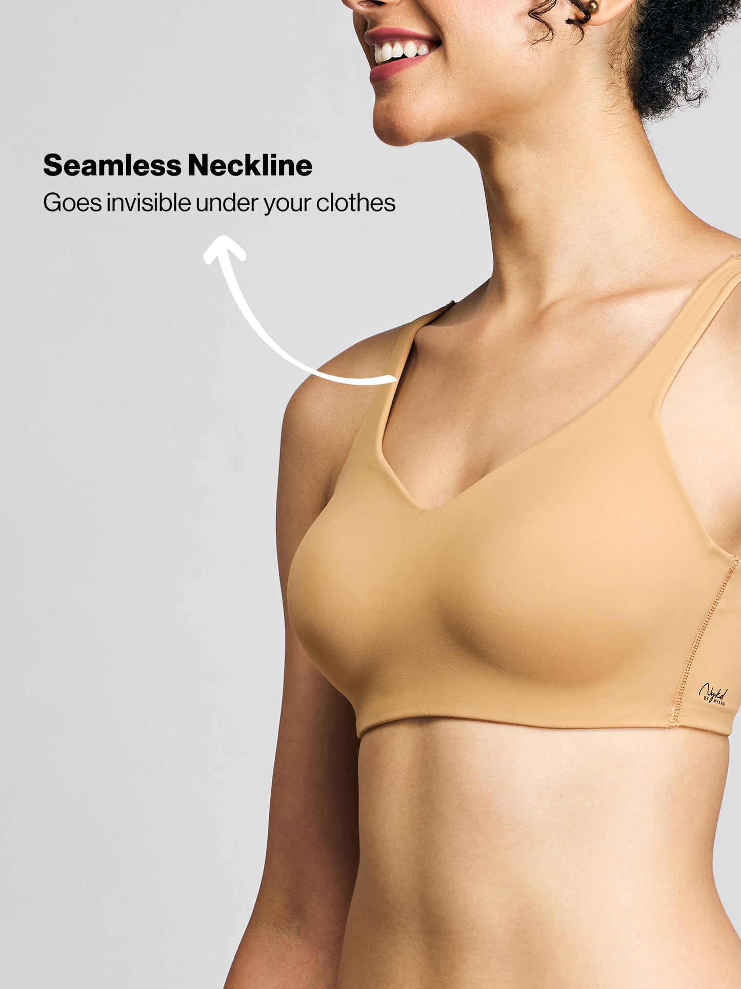 Nykd By Nykaa Body Adapt All Day Comfort Padded Non Wired T-Shirt Bra NYB403 Tan