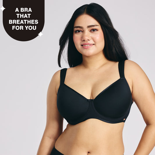 Nykd by Nykaa AirFlex Spacer Lightly Padded Non Wired Breathable Bra-Black NYB423