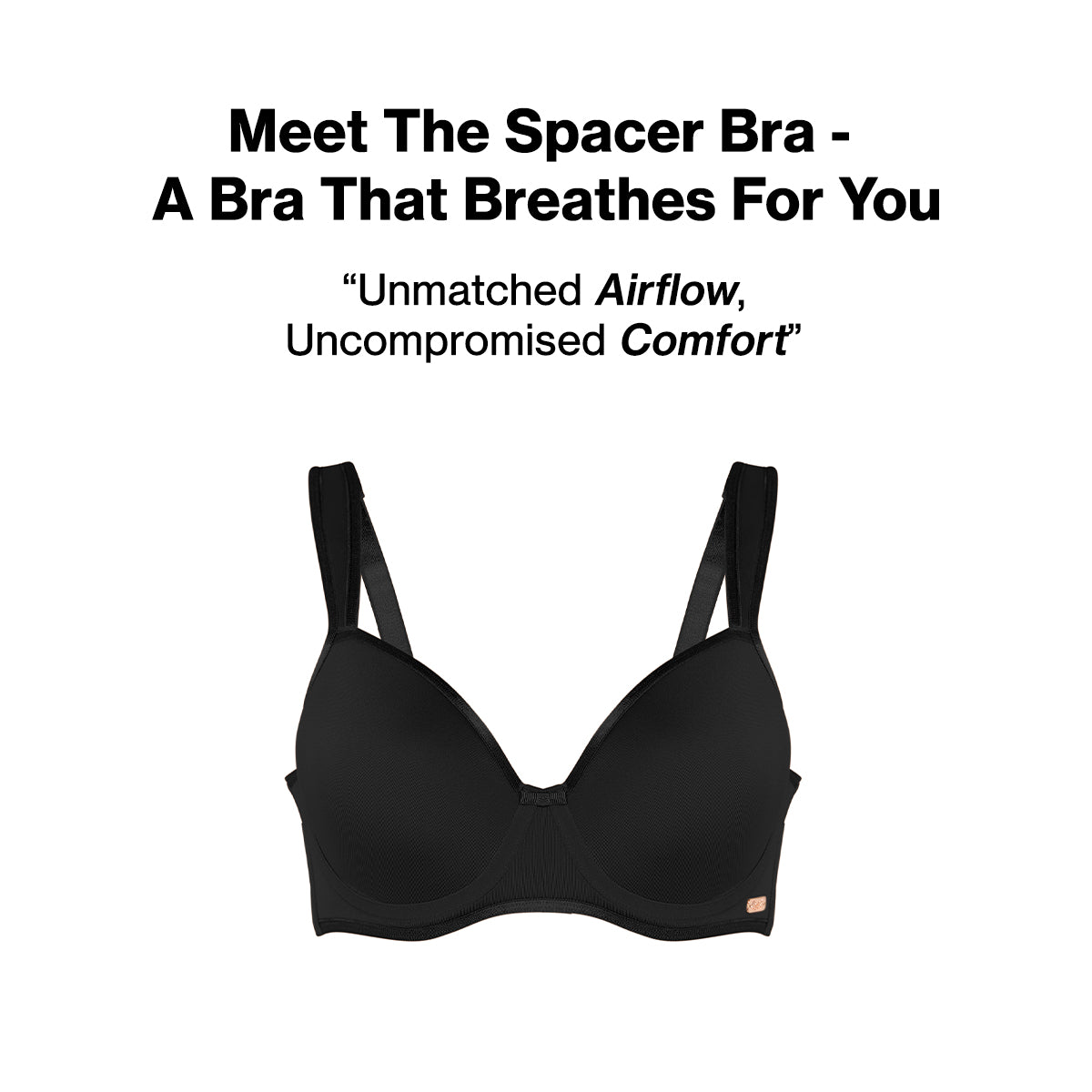 Nykd By Nykaa AirFlex Spacer Lightly Padded Flexi Wired Breathable Bra NYB423-Black