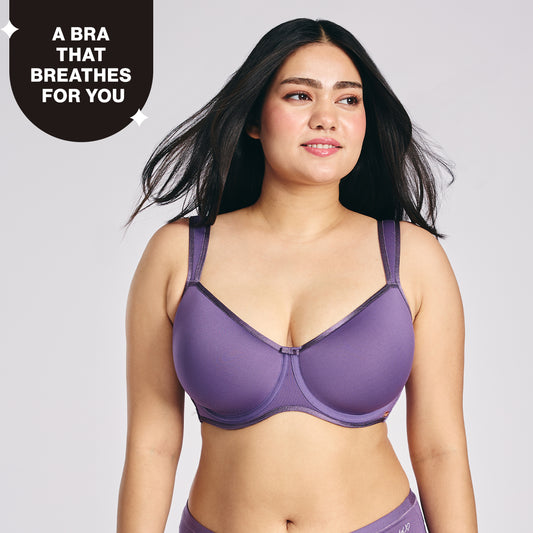 Nykd by Nykaa AirFlex Spacer Lightly Padded Non Wired Breathable Bra-Grape NYB423
