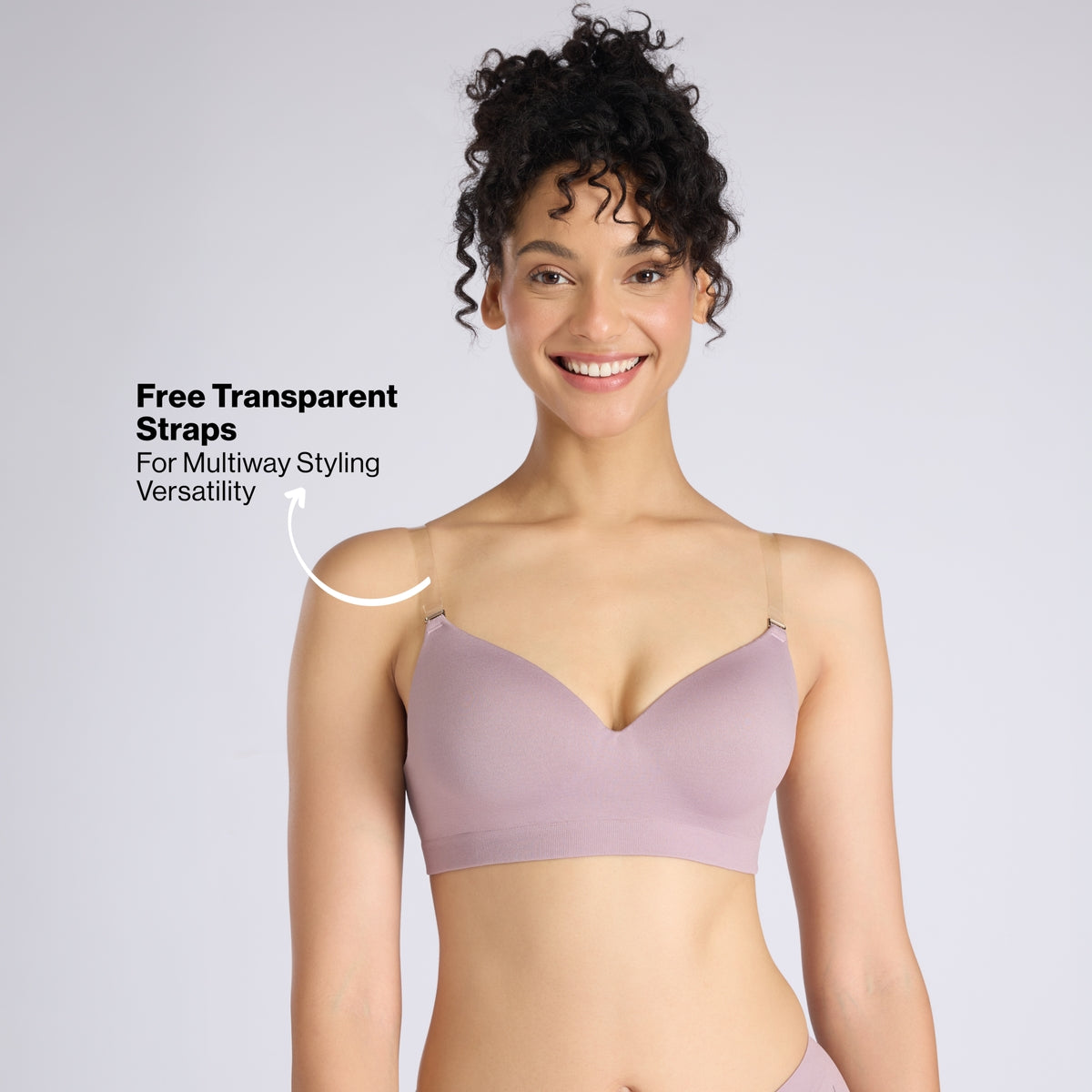 Nykd By Nykaa Adapt360° Seamless NBL Multiway Non-Wired  Everyday T-Shirt Bra With In-Built Padded Cups NYB428 Lavender