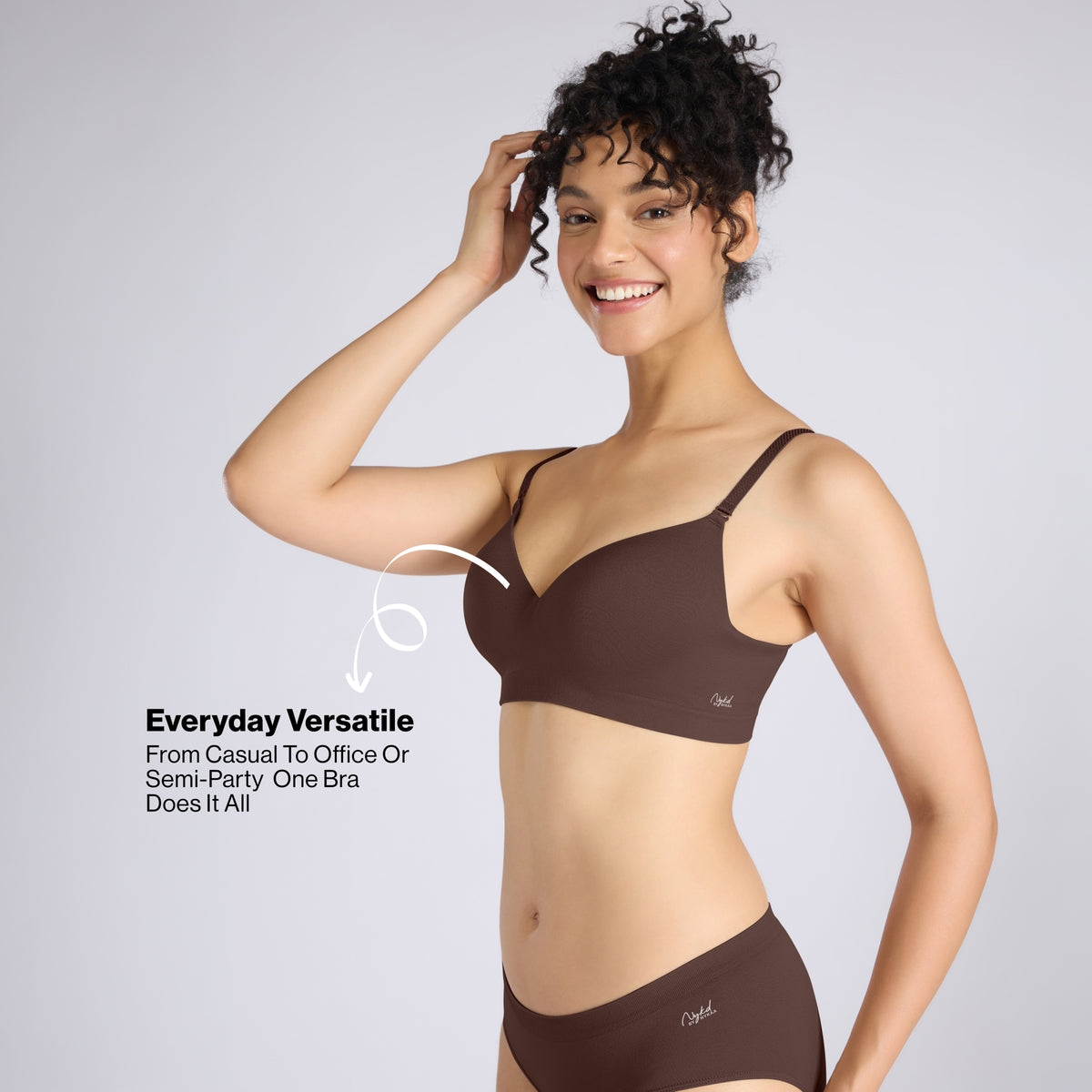 Nykd By Nykaa Adapt360° Seamless NBL Multiway Non-Wired  Everyday T-Shirt Bra With In-Built Padded Cups NYB428 Brown