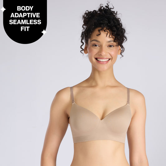 Nykd By Nykaa Adapt360° Seamless NBL Multiway Non-Wired  Everyday T-Shirt Bra With In-Built Padded Cups NYB428 D Nude