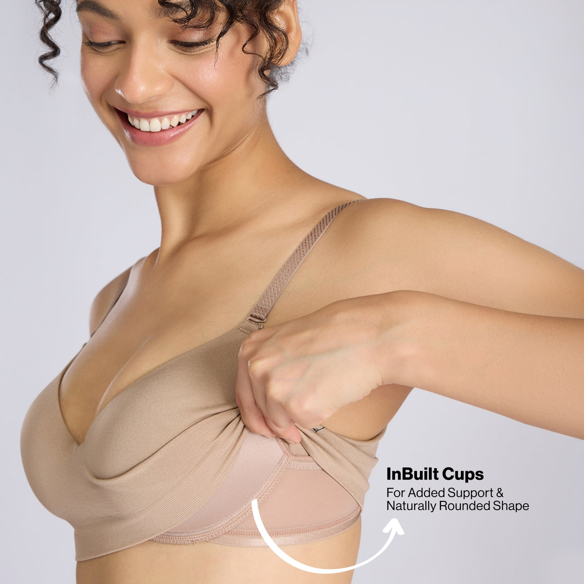 Nykd By Nykaa Adapt360° Seamless NBL Multiway Non-Wired  Everyday T-Shirt Bra With In-Built Padded Cups NYB428 D Nude