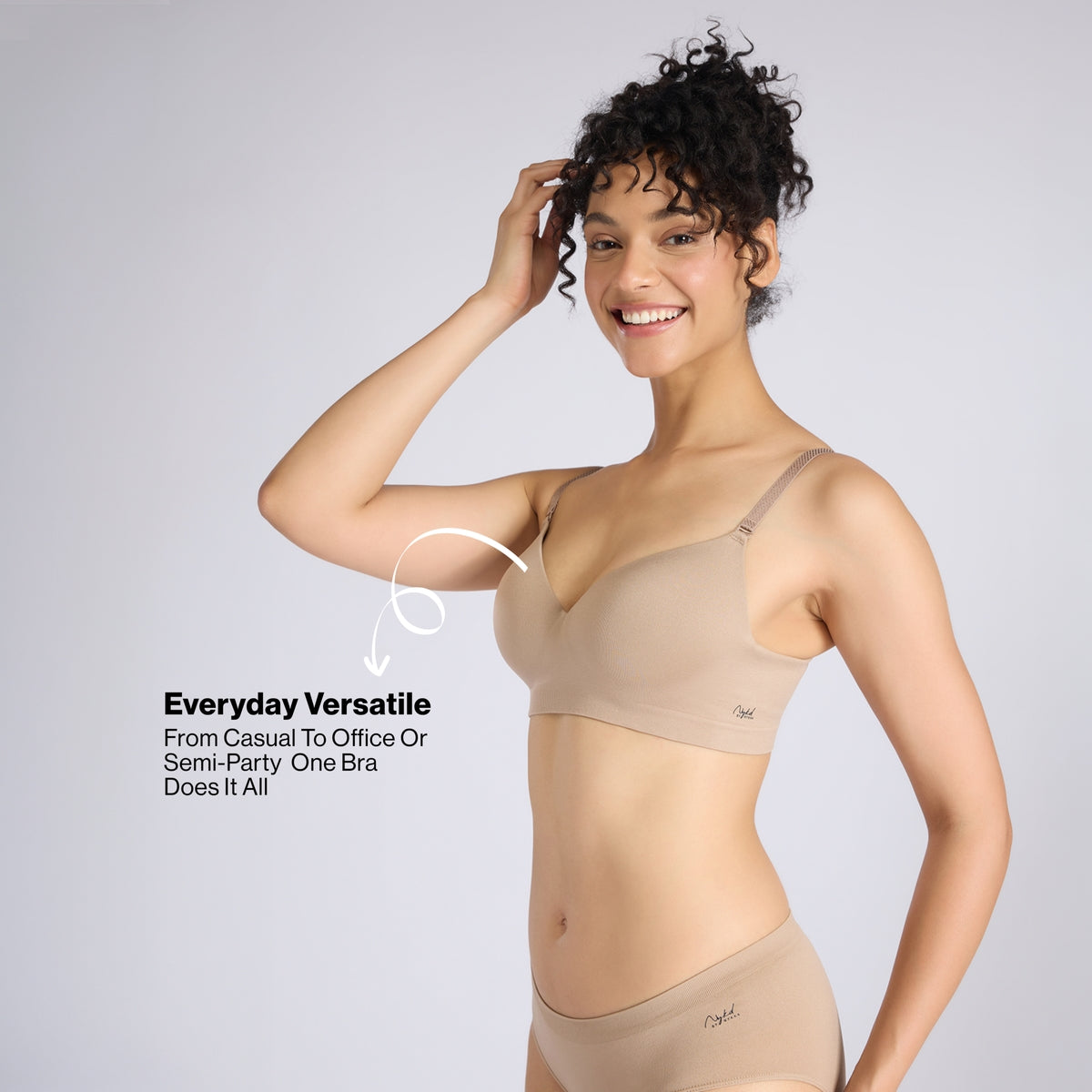 Nykd By Nykaa Adapt360° Seamless NBL Multiway Non-Wired  Everyday T-Shirt Bra With In-Built Padded Cups NYB428 D Nude