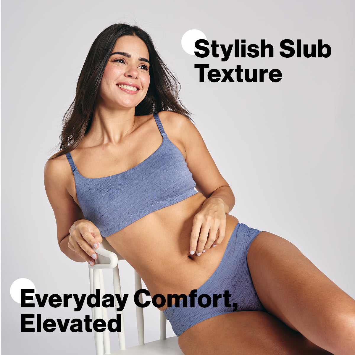 Nykd By Nykaa Easy Breezy Breathe Cotton Non-Padded Non-Wired Slip On Bra NYB430 D Blue Slub