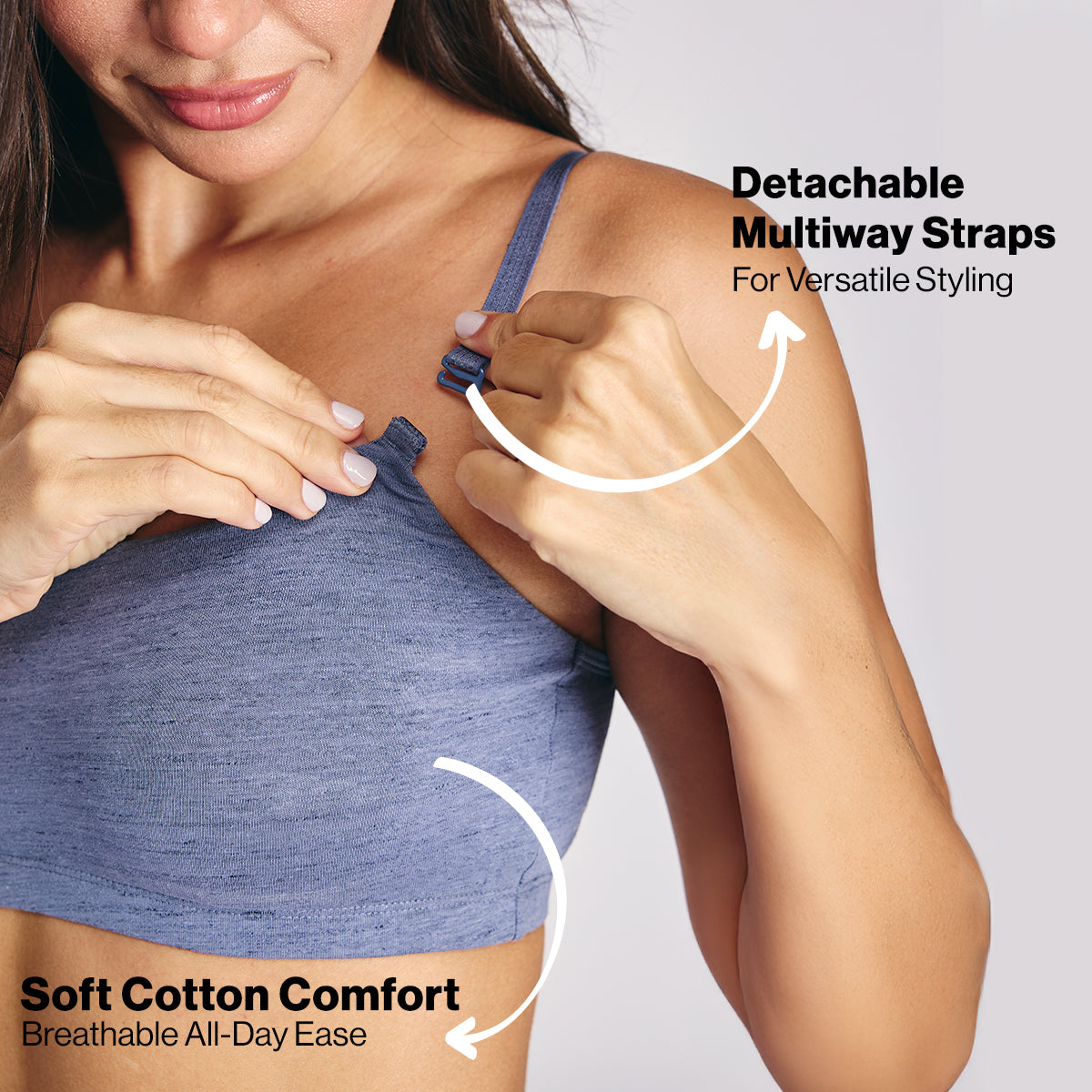 Nykd By Nykaa Easy Breezy Breathe Cotton Non-Padded Non-Wired Slip On Bra NYB430 D Blue Slub