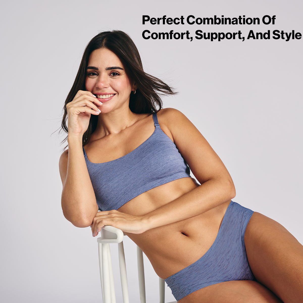 Nykd By Nykaa Easy Breezy Breathe Cotton Non-Padded Non-Wired Slip On Bra NYB430 D Blue Slub