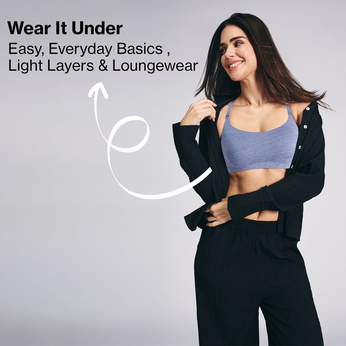 Nykd By Nykaa Easy Breezy Breathe Cotton Non-Padded Non-Wired Slip On Bra NYB430 D Blue Slub