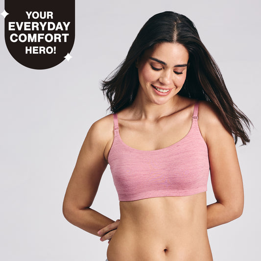 Nykd By Nykaa Easy Breezy Breathe Cotton Non-Padded Non-Wired Slip On Bra NYB430 Blush Slub