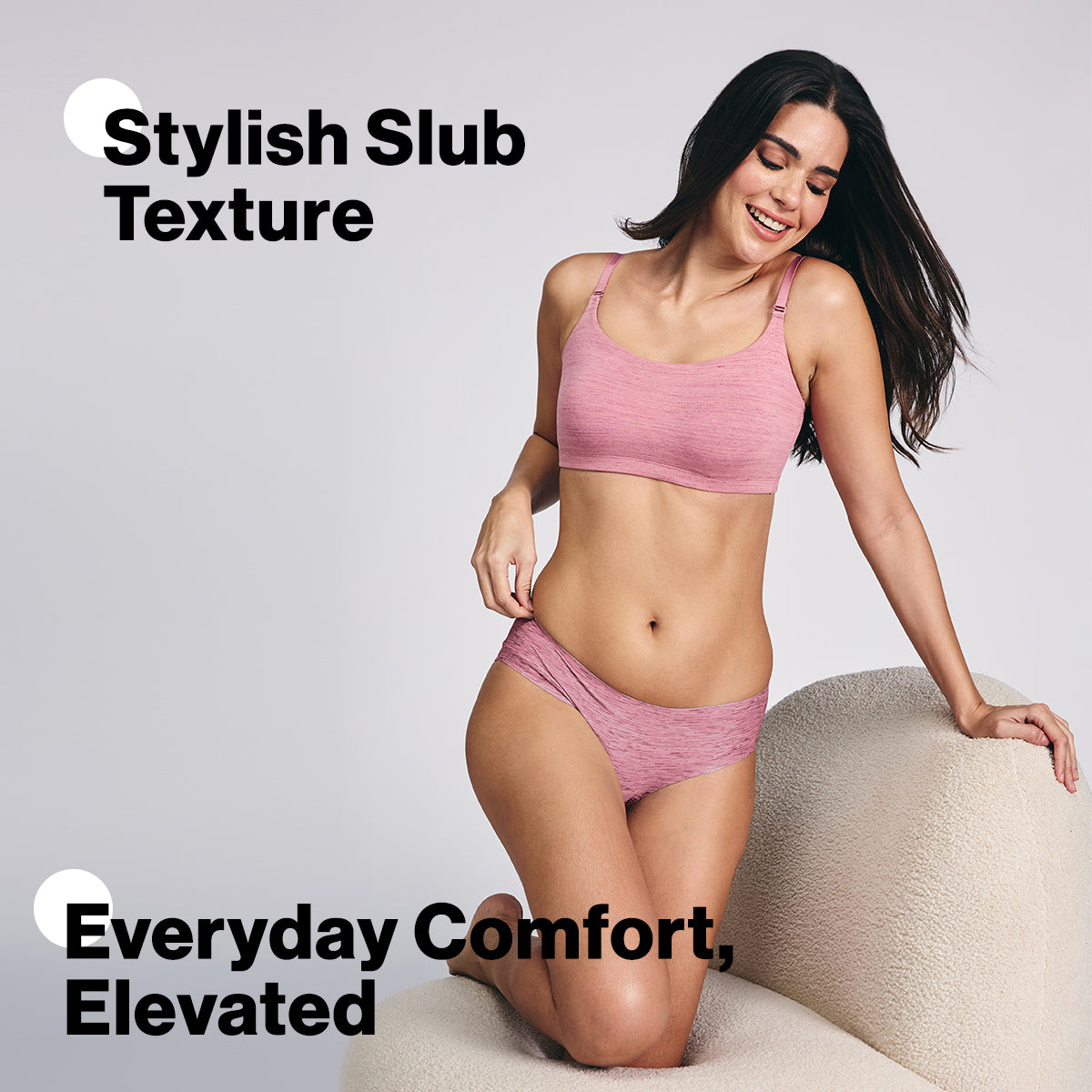 Nykd By Nykaa Easy Breezy Breathe Cotton Non-Padded Non-Wired Slip On Bra NYB430 Blush Slub