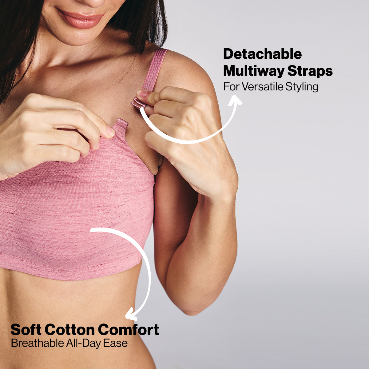 Nykd By Nykaa Easy Breezy Breathe Cotton Non-Padded Non-Wired Slip On Bra NYB430 Blush Slub