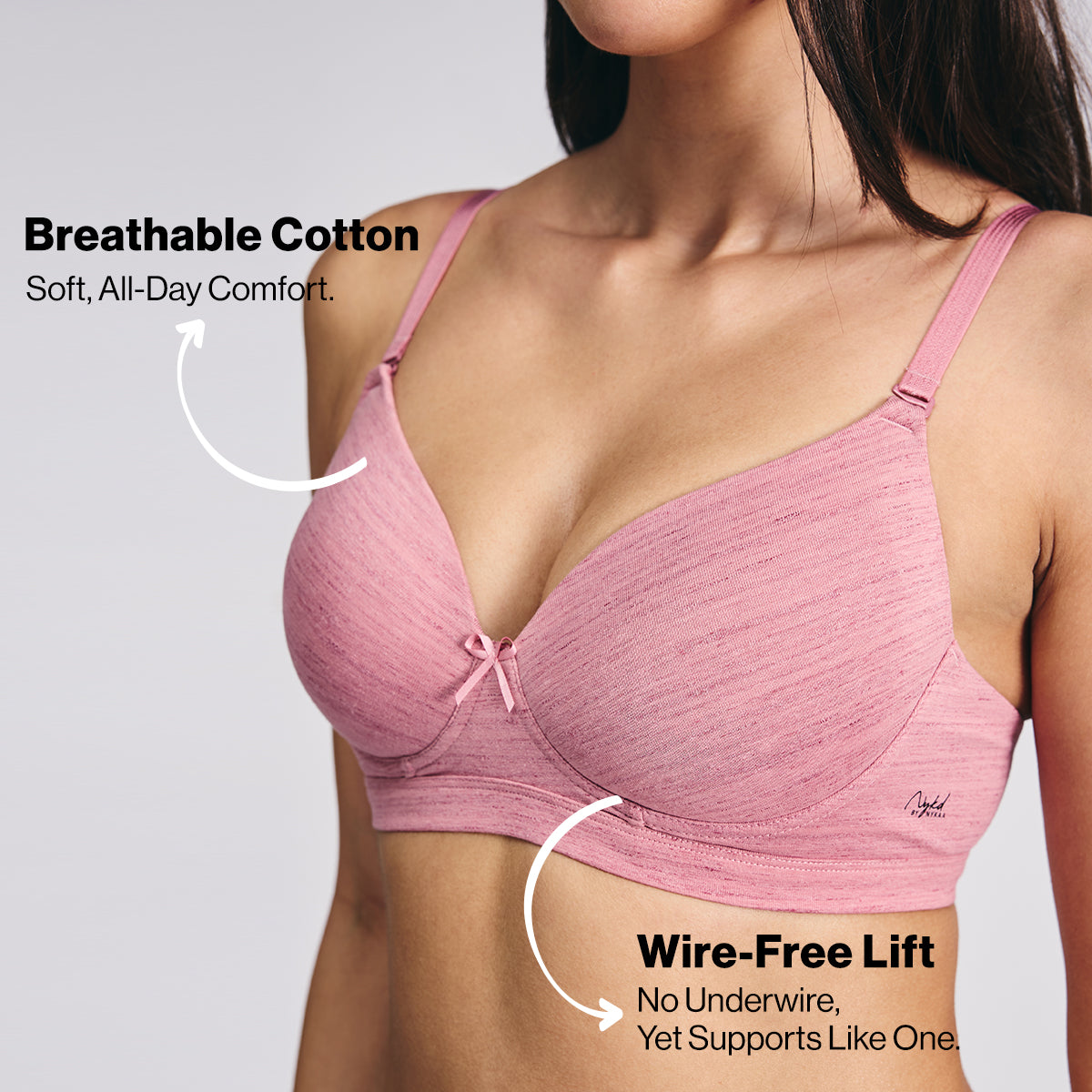 Nykd By Nykaa Magic Lift Multiway Breathe Cotton Padded Non-Wired T-Shirt Bra NYB431 Blush