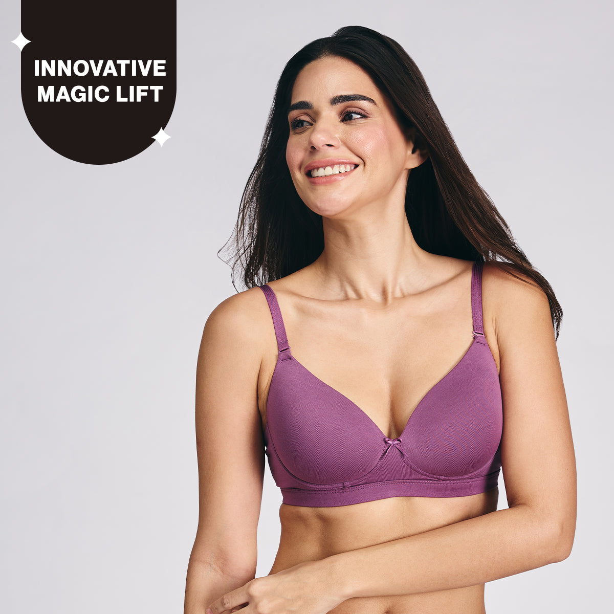 Nykd By Nykaa Magic Lift Multiway Breathe Cotton Padded Non-Wired T-Shirt Bra NYB431 Berry C