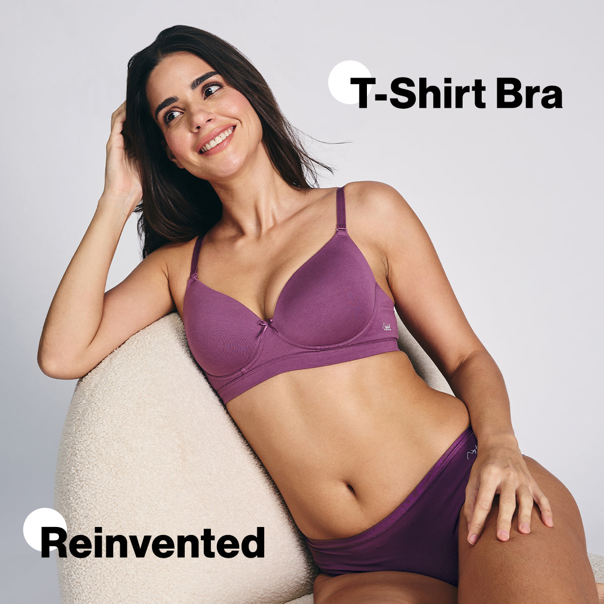 Nykd By Nykaa Magic Lift Multiway Breathe Cotton Padded Non-Wired T-Shirt Bra NYB431 Berry C