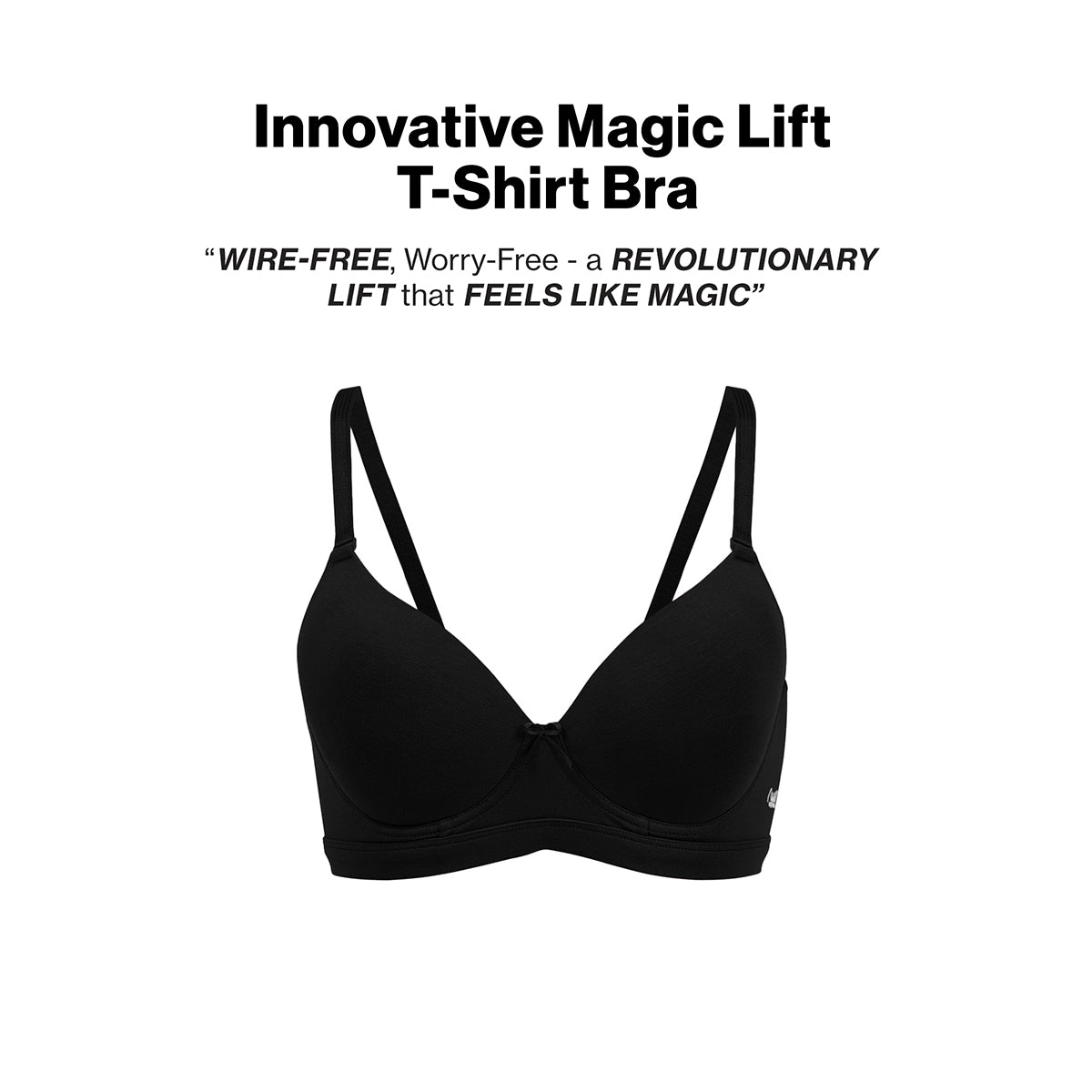 " Nykd By Nykaa Magic Lift Multiway Breathe Cotton Padded Non-Wired T-Shirt Bra NYB431 Black"