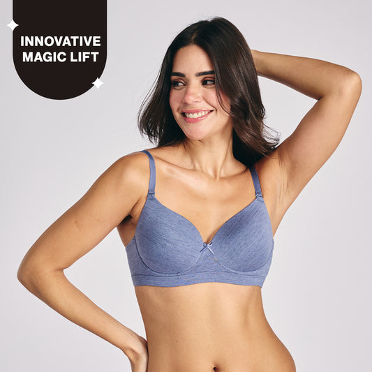 Nykd By Nykaa Magic Lift Multiway Breathe Cotton Padded Non-Wired T-Shirt Bra NYB431 D Blue
