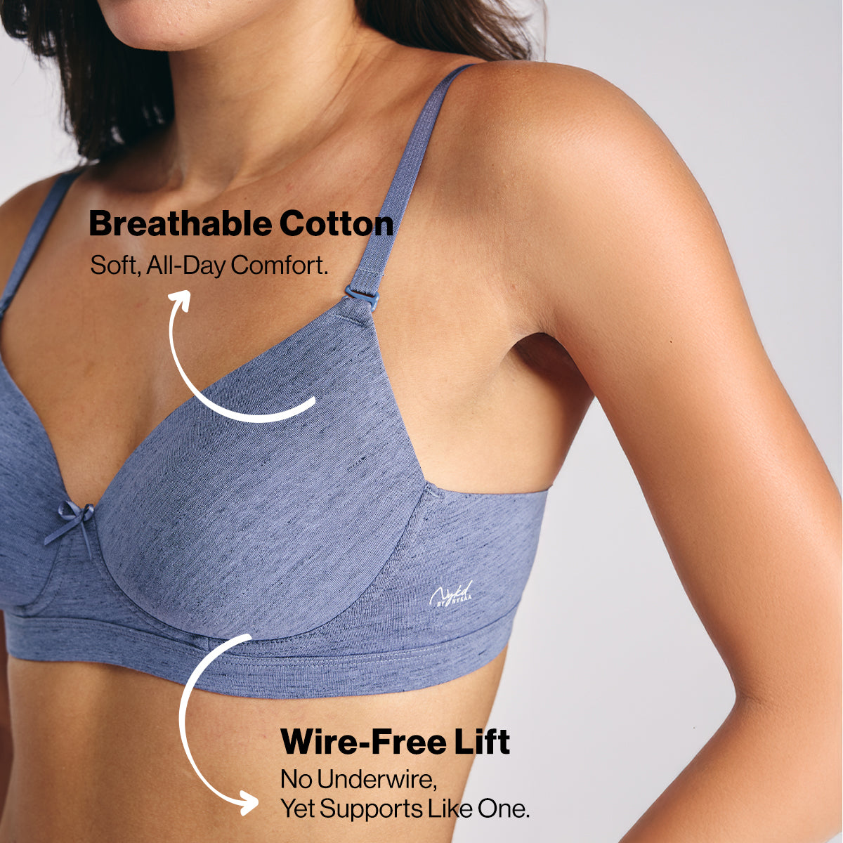 Nykd By Nykaa Magic Lift Multiway Breathe Cotton Padded Non-Wired T-Shirt Bra NYB431 D Blue