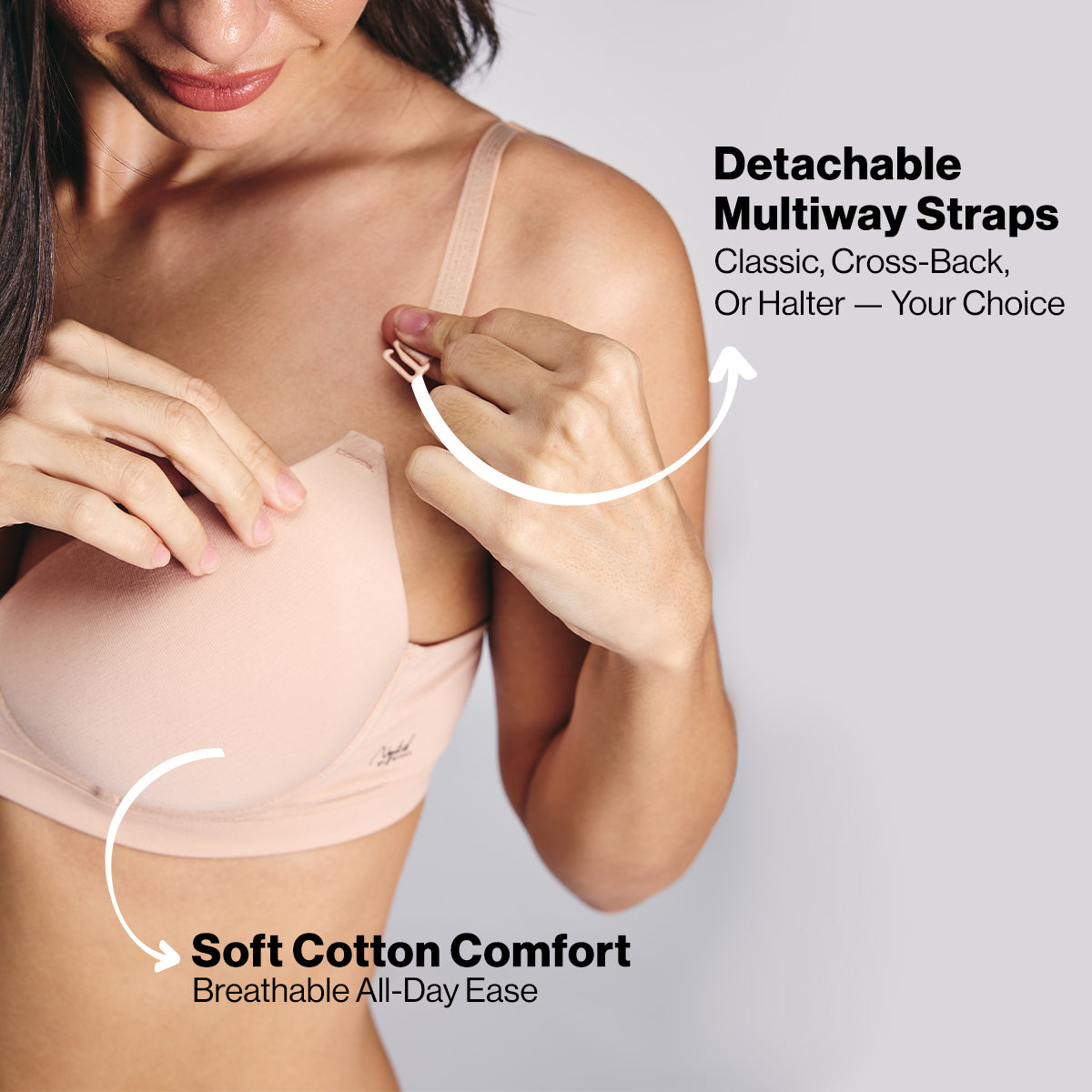 Nykd By Nykaa Magic Lift Multiway Breathe Cotton Padded Non-Wired T-Shirt Bra NYB431 Nude