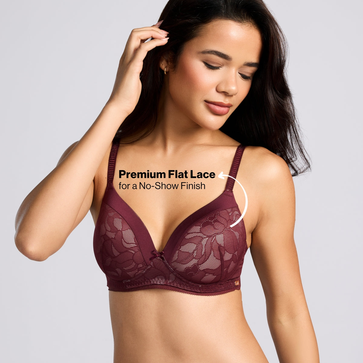 Nykd By Nykaa The Bridal Edit Lacy T-Shirt Padded Non-Wired Bra-NYB446 F Maroon