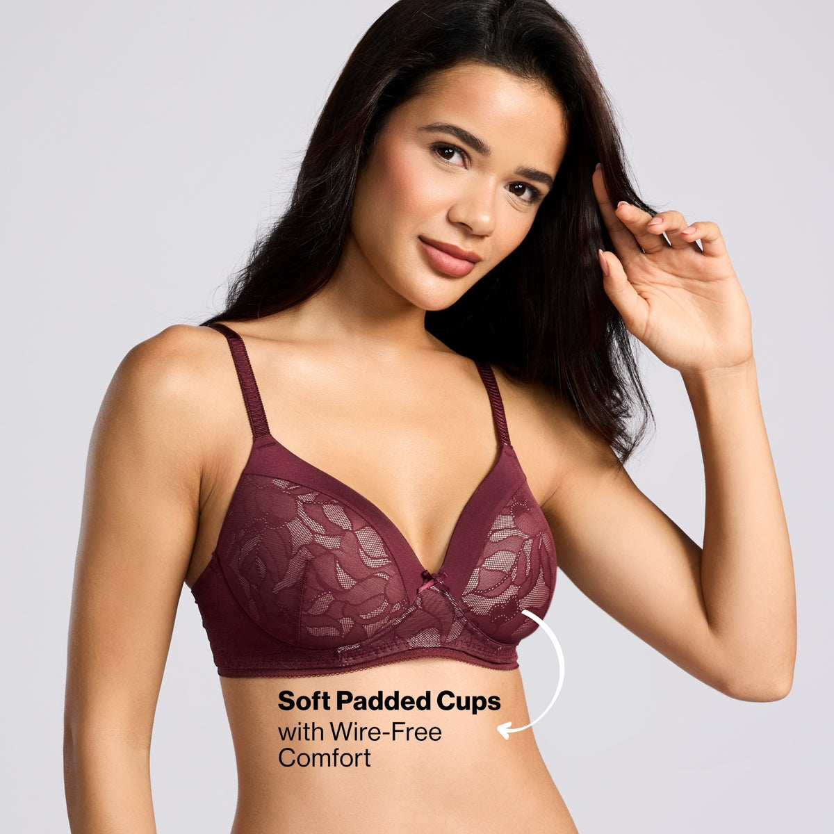 Nykd By Nykaa The Bridal Edit Lacy T-Shirt Padded Non-Wired Bra-NYB446 F Maroon