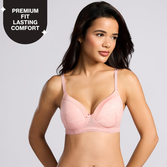 Nykd By Nykaa The Bridal Edit Lacy T-Shirt Padded Non-Wired Bra-NYB446 R Pink