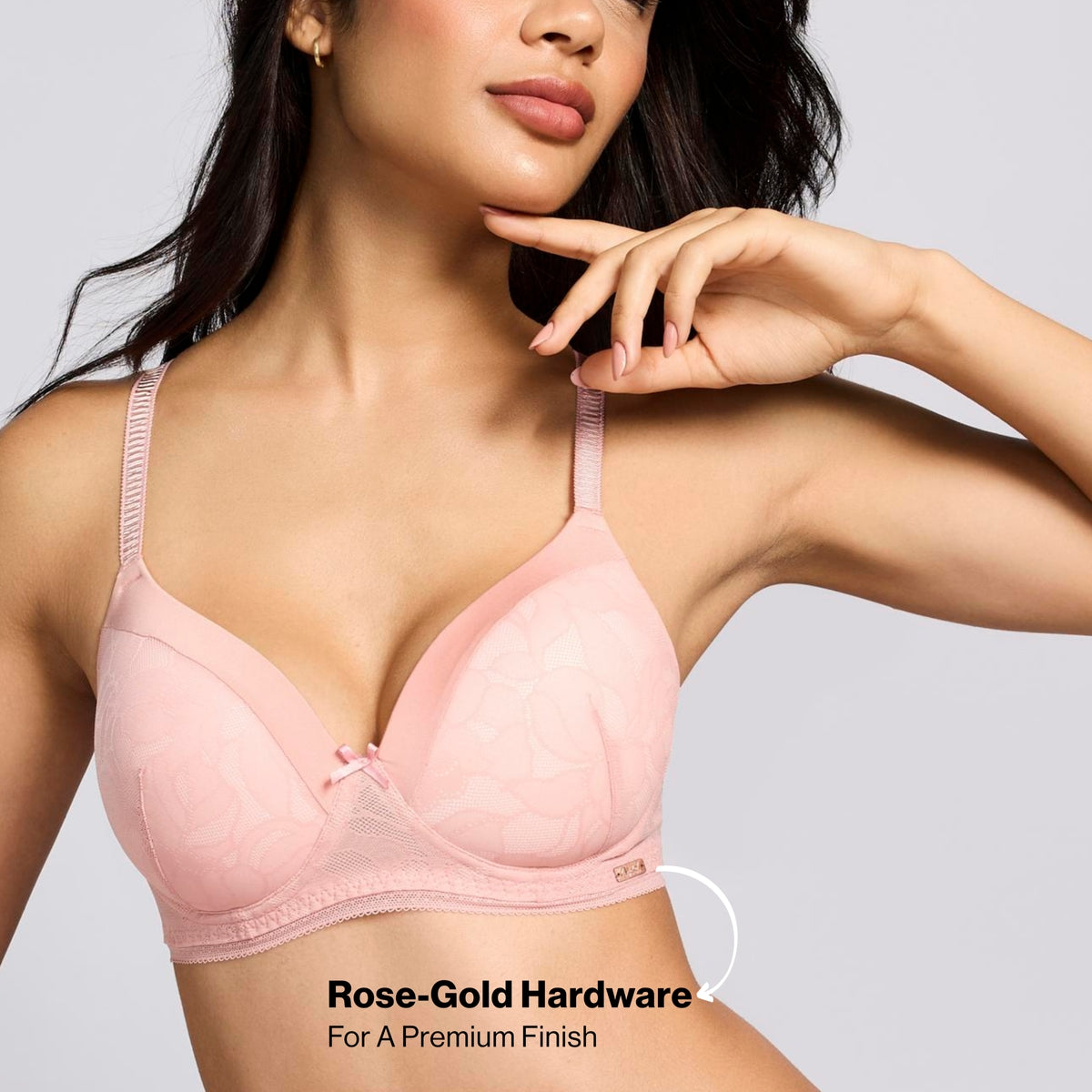 Nykd By Nykaa The Bridal Edit Lacy T-Shirt Padded Non-Wired Bra-NYB446 R Pink