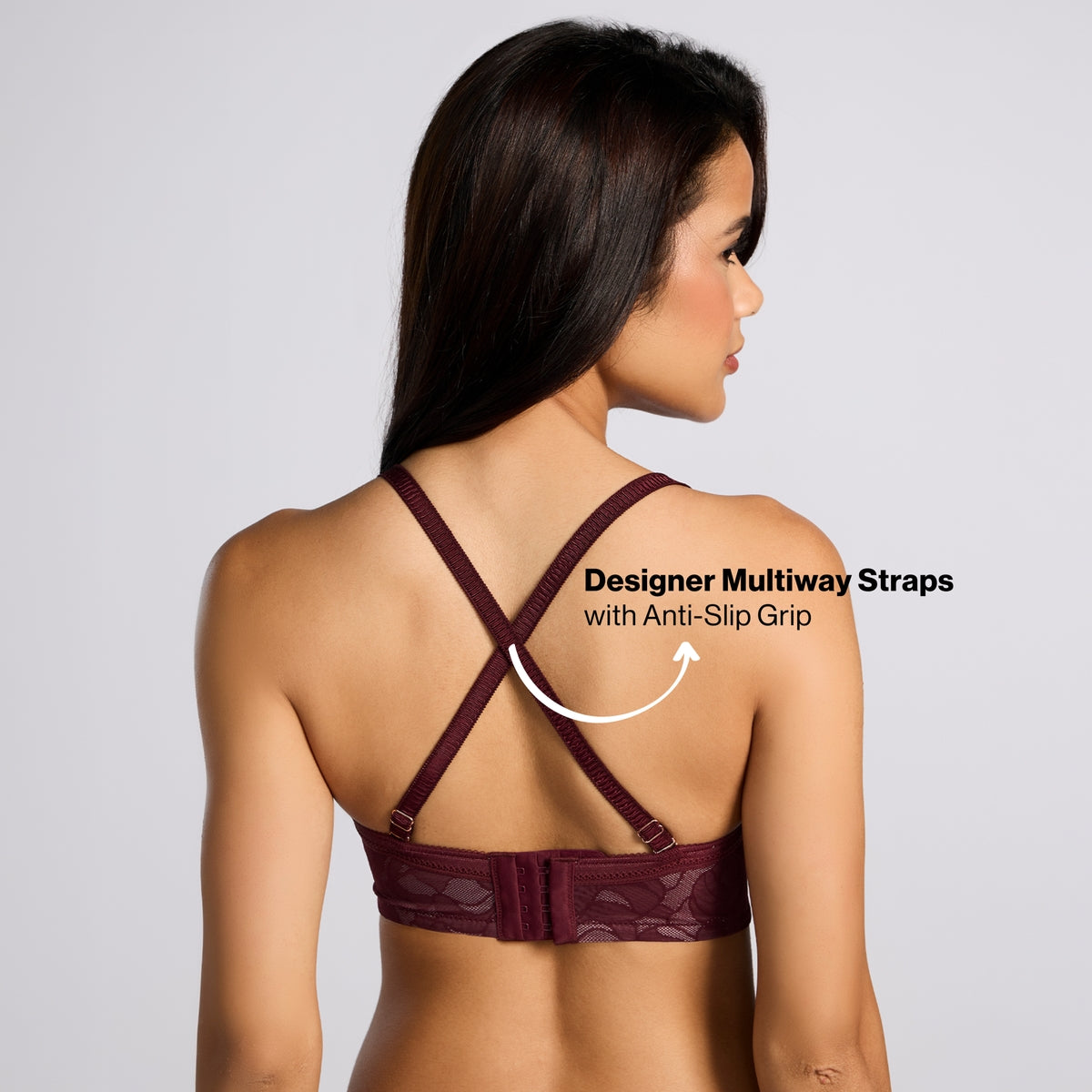 Nykd By Nykaa The Bridal Edit Lacy Strapless Padded Wired Bra-NYB448 F Maroon