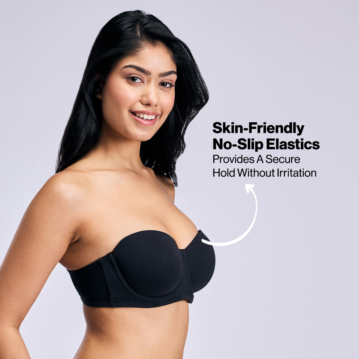 Nykd By Nykaa Ultimate 24/7 Breathe Cotton Multiway Padded Wired Strapless Bra NYB456 Black