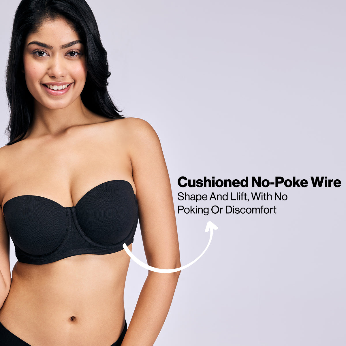 Nykd By Nykaa Ultimate 24/7 Breathe Cotton Multiway Padded Wired Strapless Bra NYB456 Black