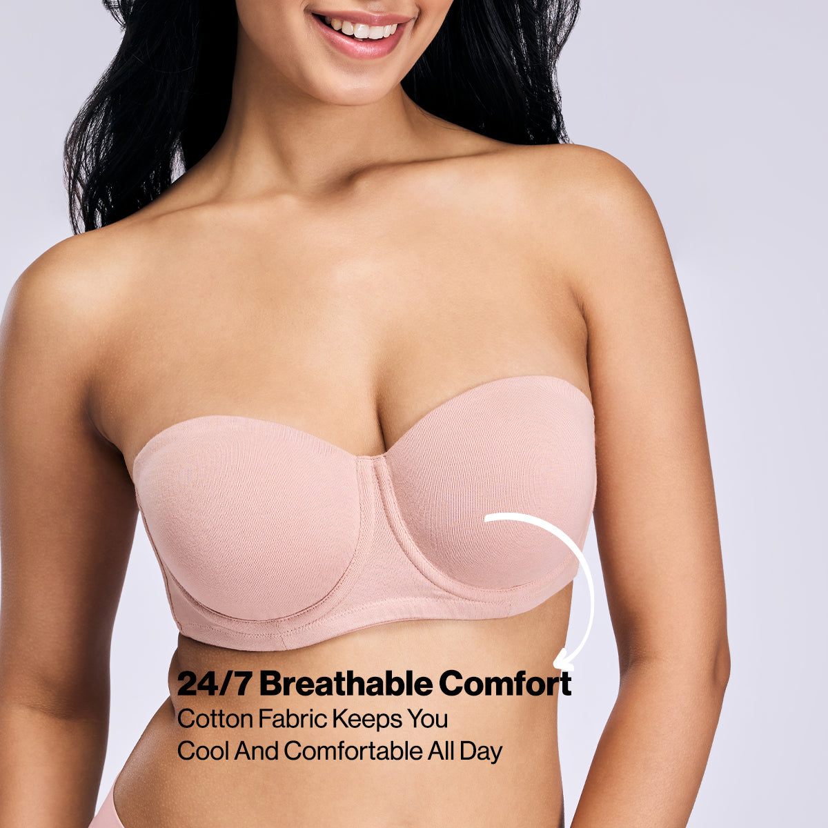 Nykd By Nykaa Ultimate 24/7 Breathe Cotton Multiway Padded Wired Strapless Bra NYB456 P NUDE