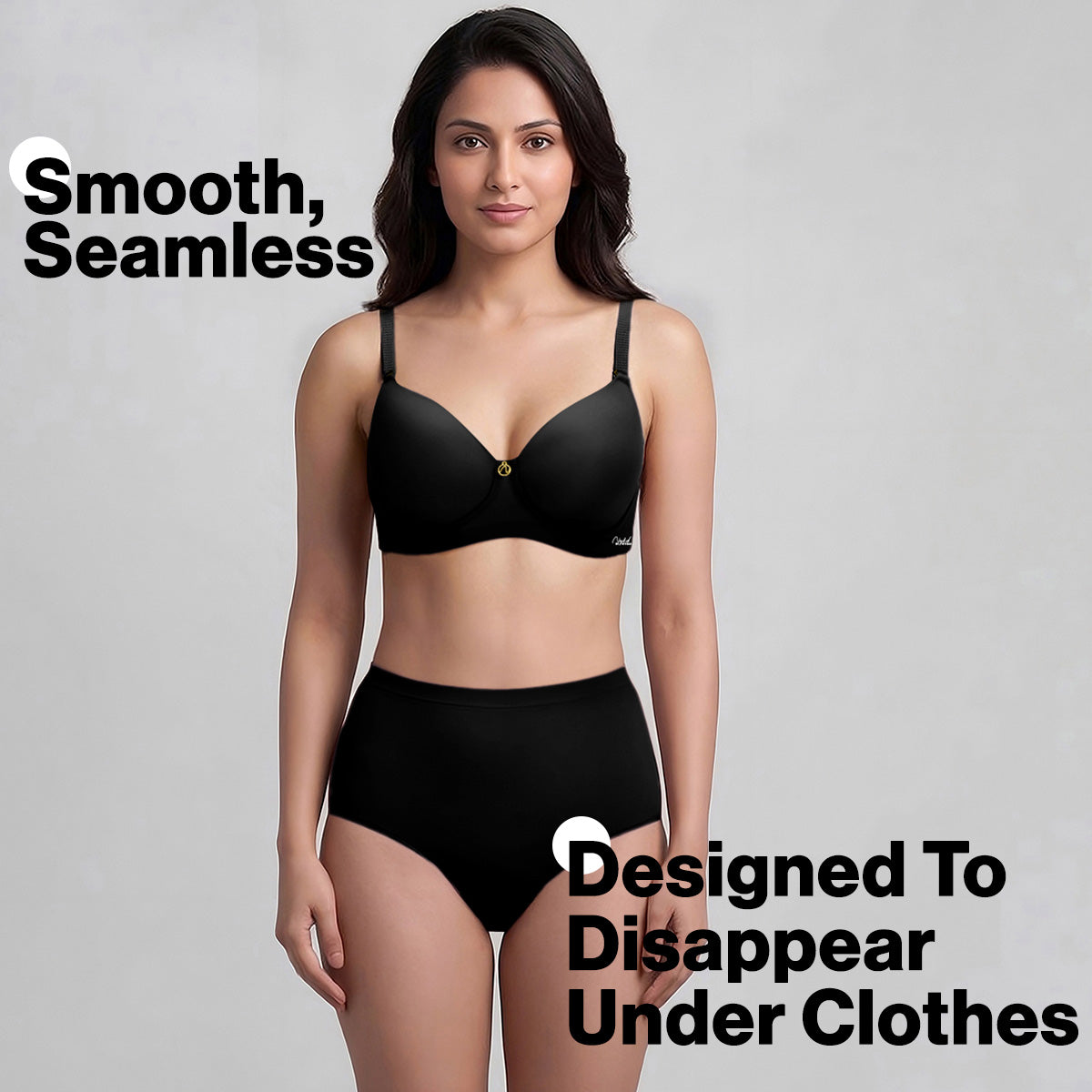Nykd By Nykaa Ultimate 24/7 Multiway Luxe 3/4th Coverage Padded Non Wired T-Shirt Bra NYB459 Black