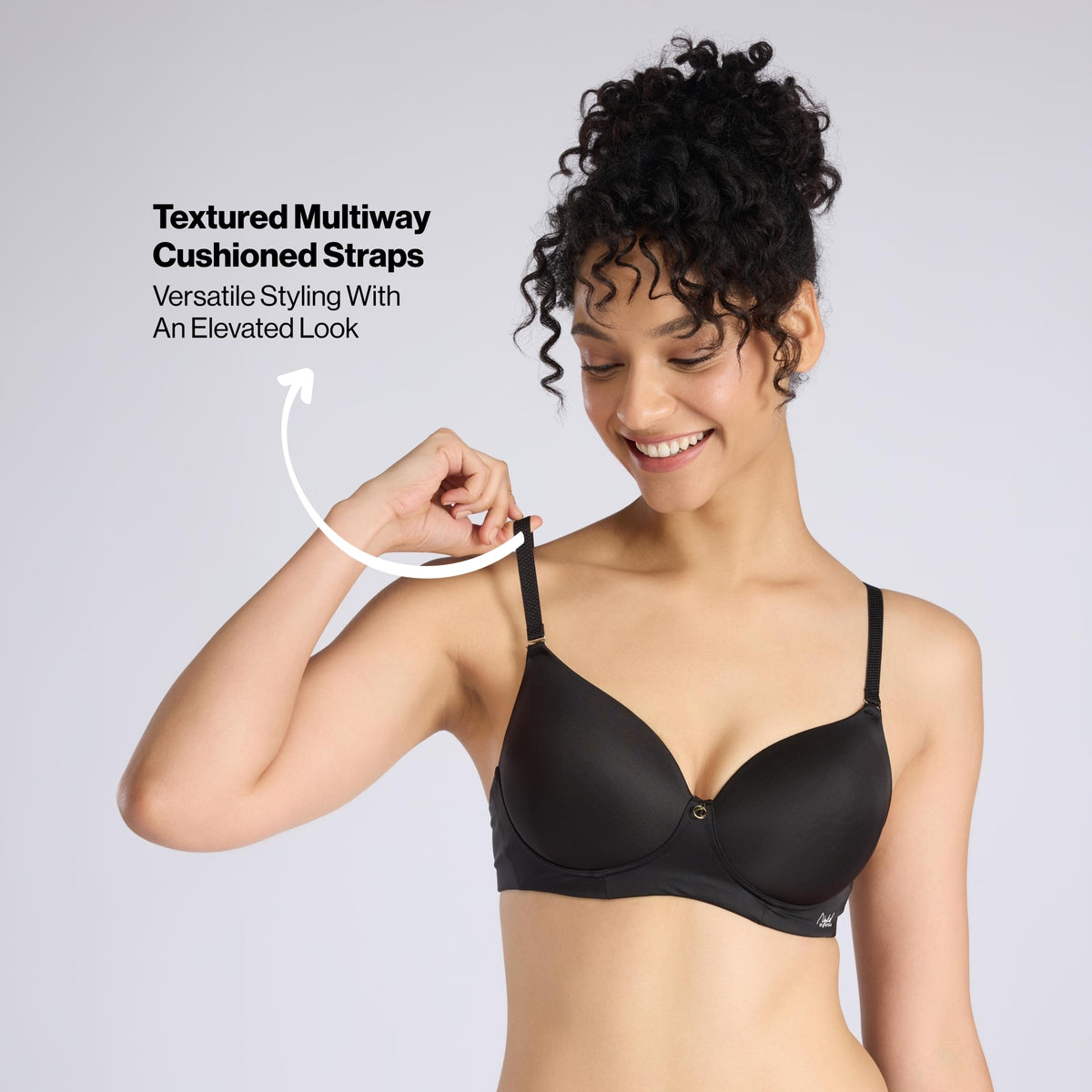 Nykd By Nykaa Ultimate 24/7 Multiway Luxe 3/4th Coverage Padded Non Wired T-Shirt Bra NYB459 Black