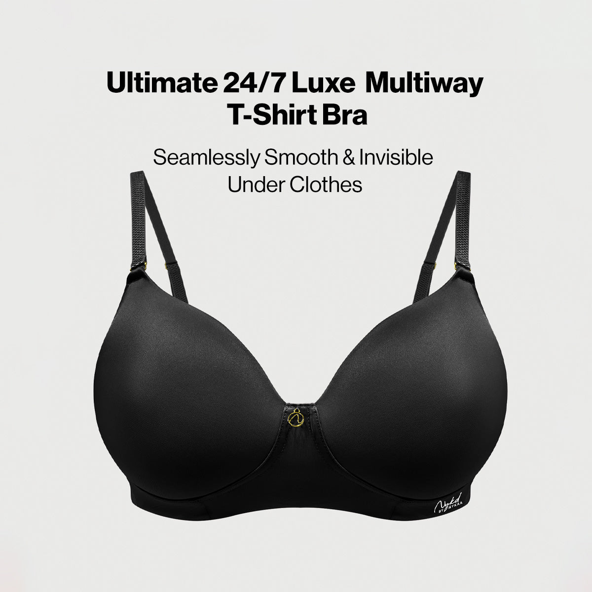 Nykd By Nykaa Ultimate 24/7 Multiway Luxe 3/4th Coverage Padded Non Wired T-Shirt Bra NYB459 Black