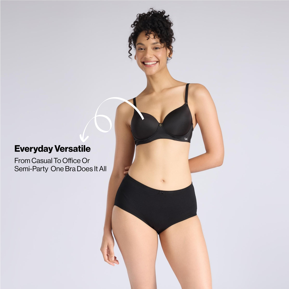 Nykd By Nykaa Ultimate 24/7 Multiway Luxe 3/4th Coverage Padded Non Wired T-Shirt Bra NYB459 Black
