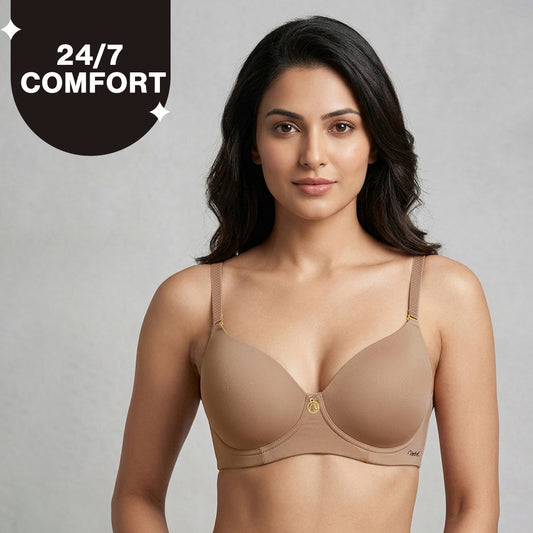 Nykd By Nykaa Ultimate 24/7 Multiway Luxe 3/4th Coverage Padded Non Wired T-Shirt Bra NYB459 D.Nude