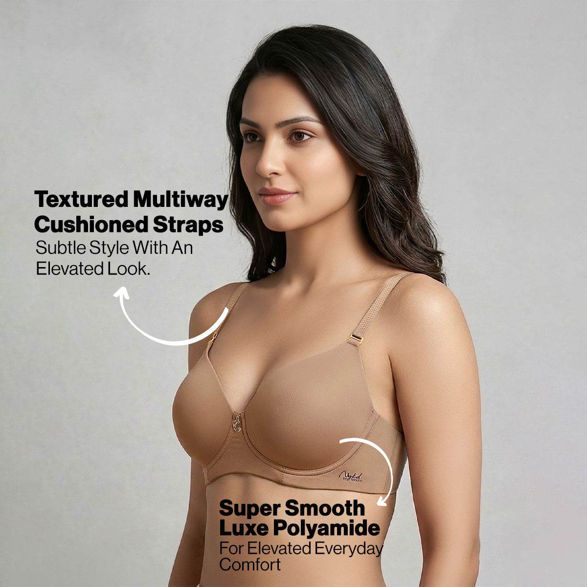 Nykd By Nykaa Ultimate 24/7 Multiway Luxe 3/4th Coverage Padded Non Wired T-Shirt Bra NYB459 D.Nude