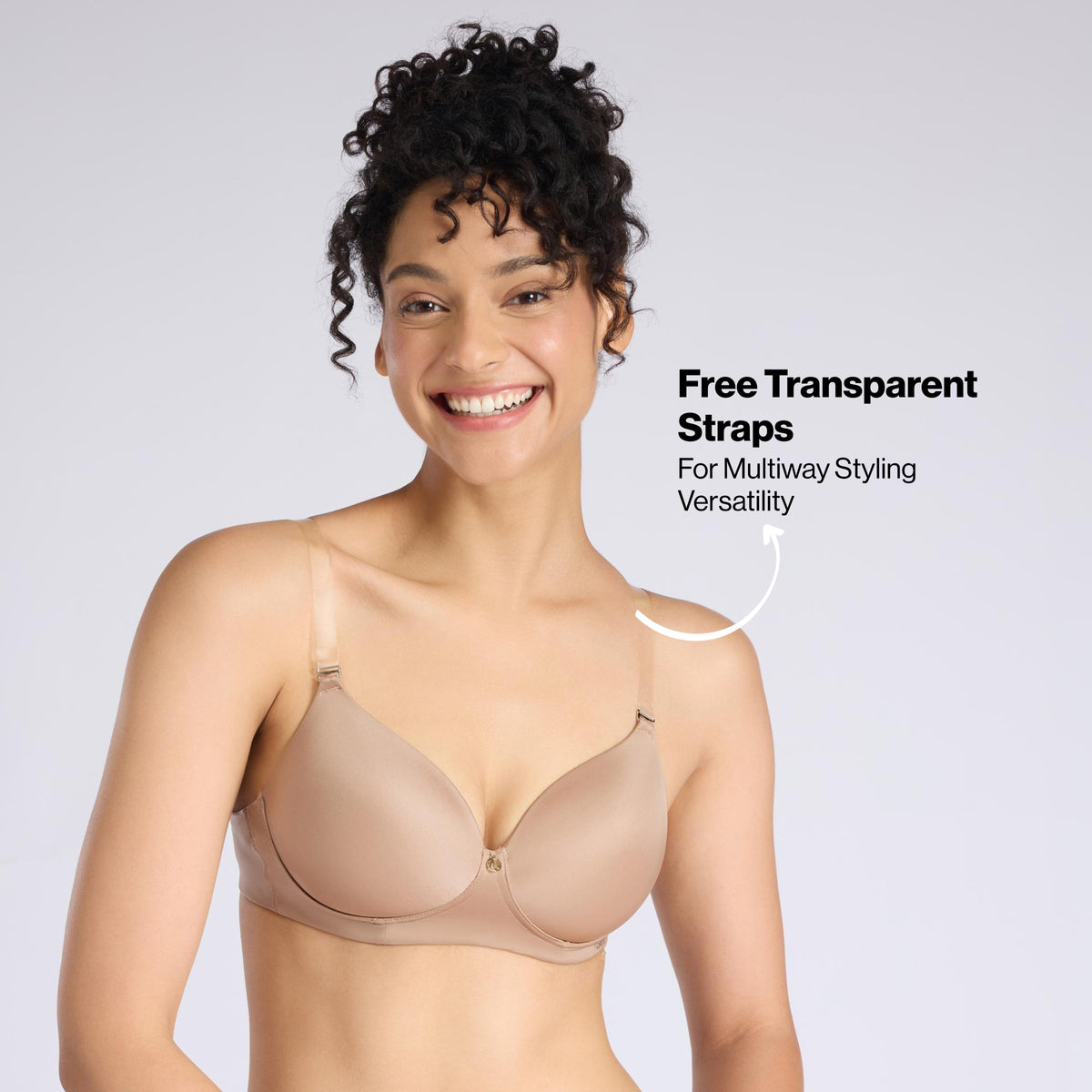 Nykd By Nykaa Ultimate 24/7 Multiway Luxe 3/4th Coverage Padded Non Wired T-Shirt Bra NYB459 D.Nude