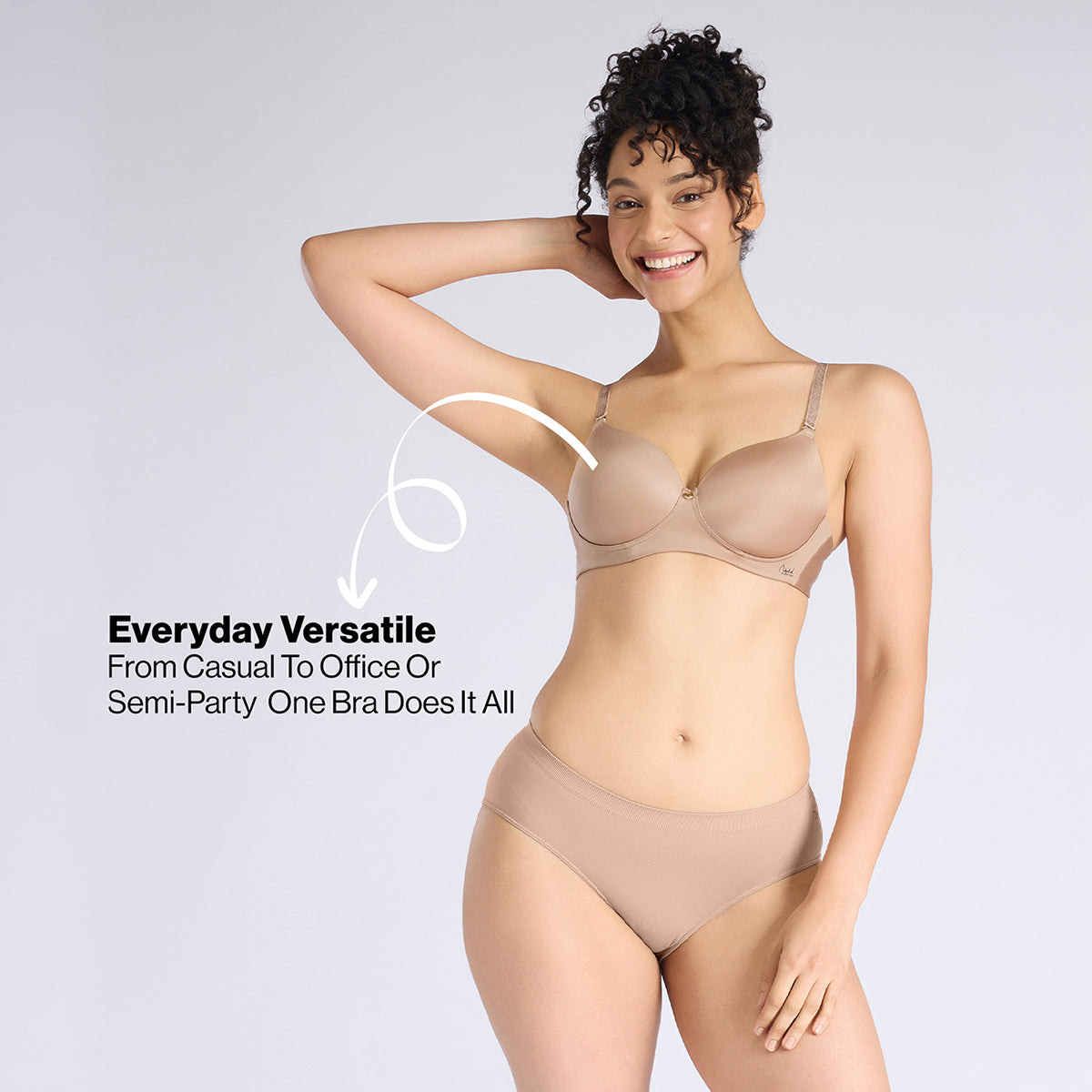 Nykd By Nykaa Ultimate 24/7 Multiway Luxe 3/4th Coverage Padded Non Wired T-Shirt Bra NYB459 D.Nude