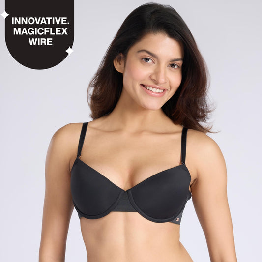 Nykd By Nykaa Multiway Balconette Body Adaptive MagicFlex™ Wire Padded NBL T-Shirt Bra NYB460 Black