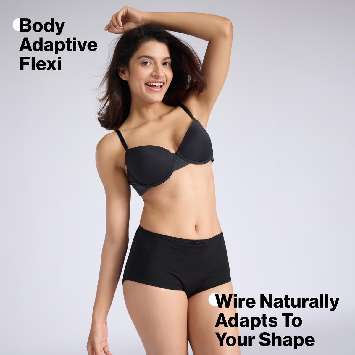 Nykd By Nykaa Multiway Balconette Body Adaptive MagicFlex™ Wire Padded NBL T-Shirt Bra NYB460 Black