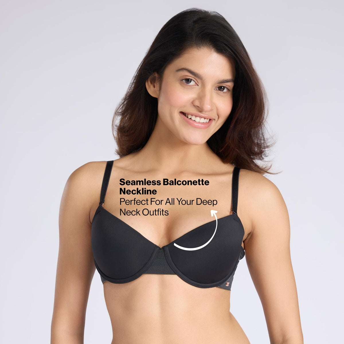 Nykd By Nykaa Multiway Balconette Body Adaptive MagicFlex™ Wire Padded NBL T-Shirt Bra NYB460 Black